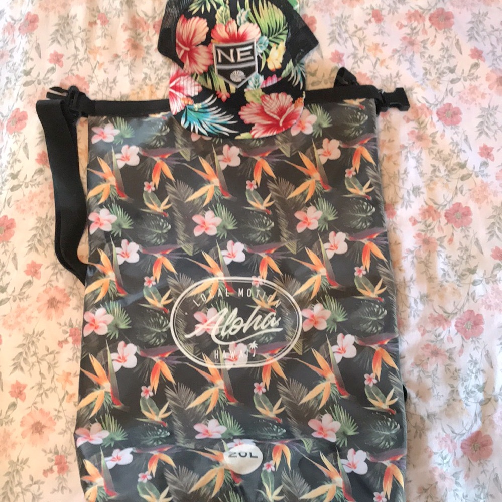Aloha print 20L dry bag and trucker hat!